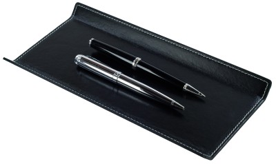 Federschale CAMBRIDGE Top Grain Rindspaltleder mit heller Kontrastnaht schwarz